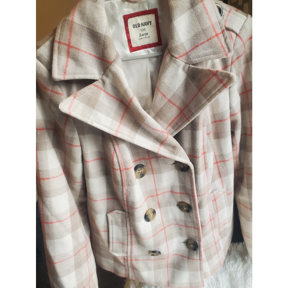 Old Navy Women Plaid Pea Coat